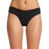 No Boundaries Women’s Lace Trim Thong – Black Size Large
