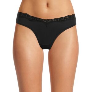 No Boundaries Women’s Lace Trim Thong – Black Size Large