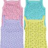 Girls’ 4-Pack Ruffle Hem Tank Tops – Spaghetti Strap Camisoles