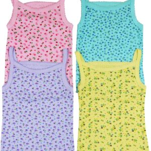 Girls’ 4-Pack Ruffle Hem Tank Tops – Spaghetti Strap Camisoles