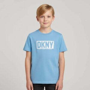 DKNY Boys’ Blue Logo T-Shirt – Casual Crew Neck Tee